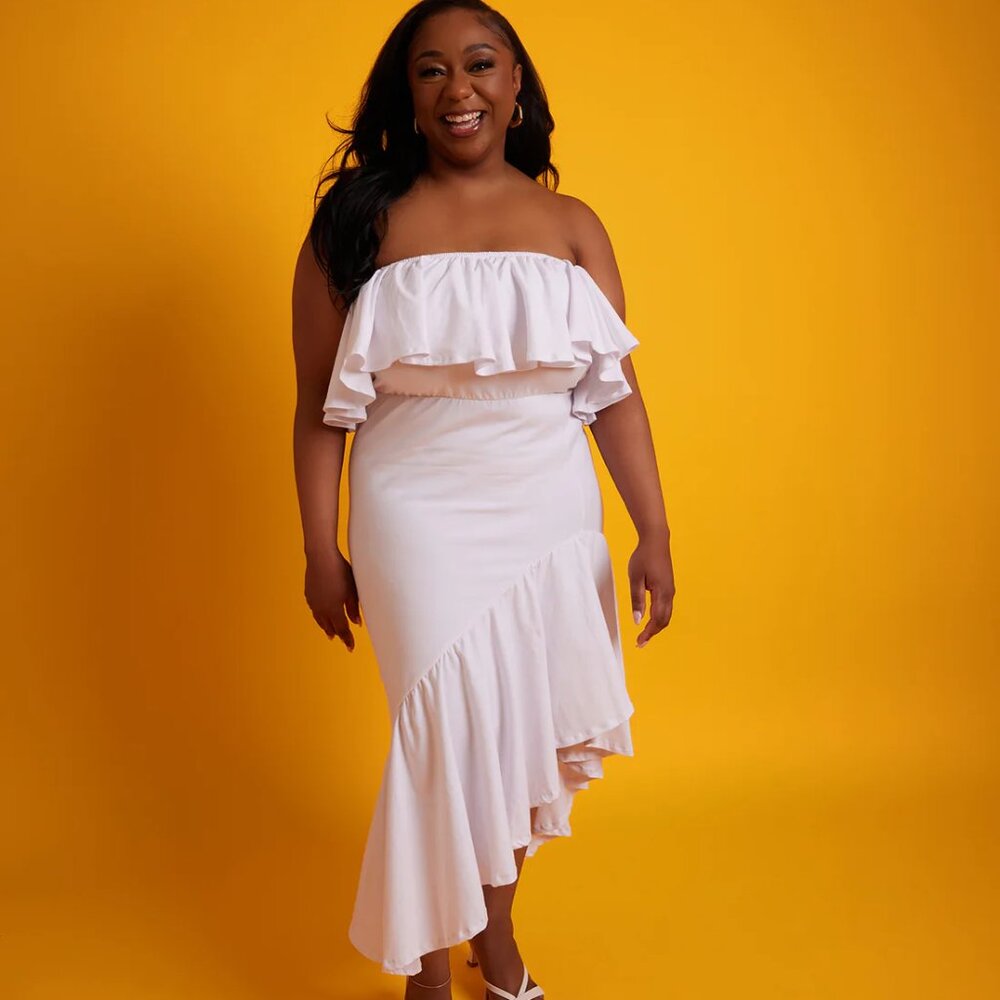 Ray of Sunshine Ruffled Sleeveless Dress - White